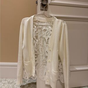 Sacai Elegant Cream Cardigan Sweater